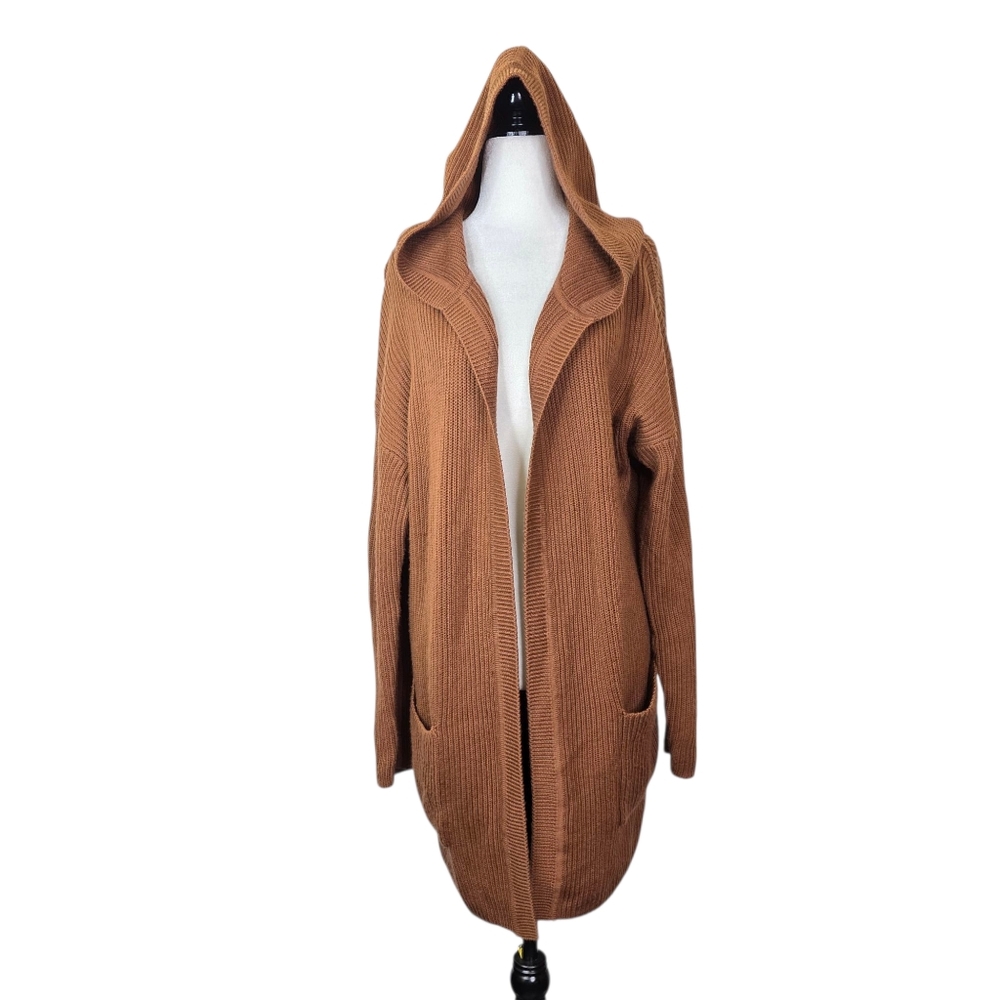 Banana Republic Hooded Long Cardigan in Camel Brown